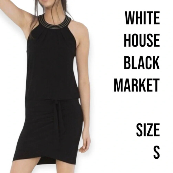 WHBM black halter mini dress size S little black party dress - Picture 1 of 6